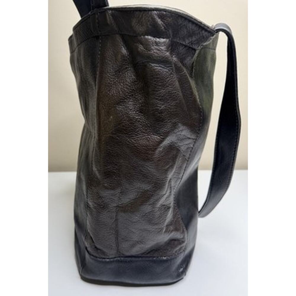 Vintage Naturally Yours Bucket Shoulder Bag Black Brown Leather Zip Dual Handles - Picture 7 of 15